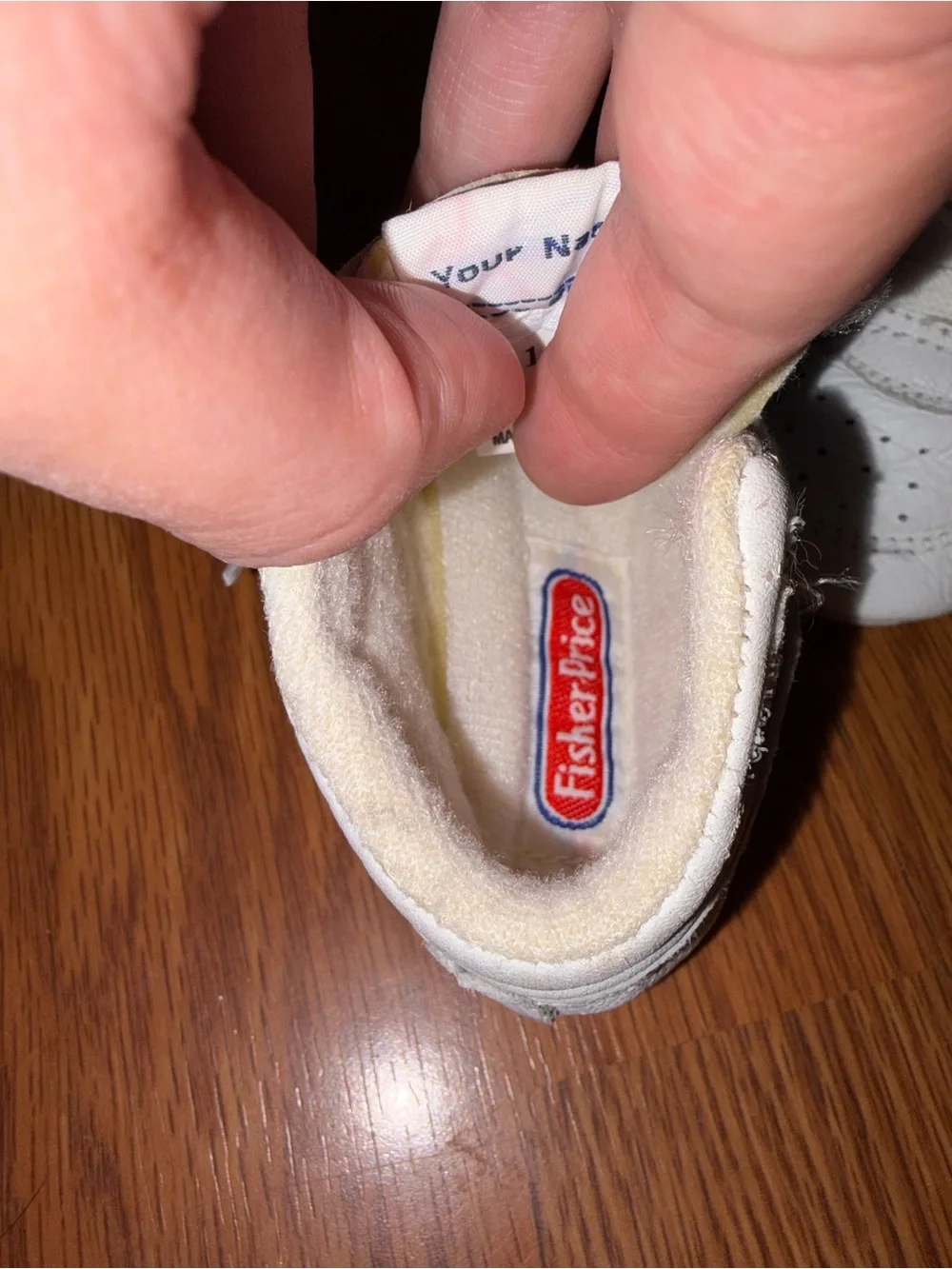Vintage Fisher-Price White Baby Lace-Up Soft Sole Shoes